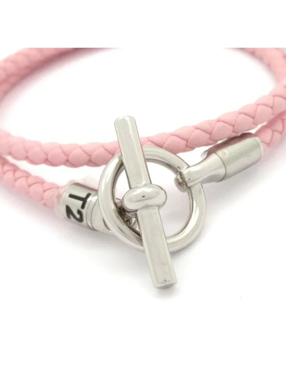 Hermes Bracelet Glenan Leather Light Pink Silver